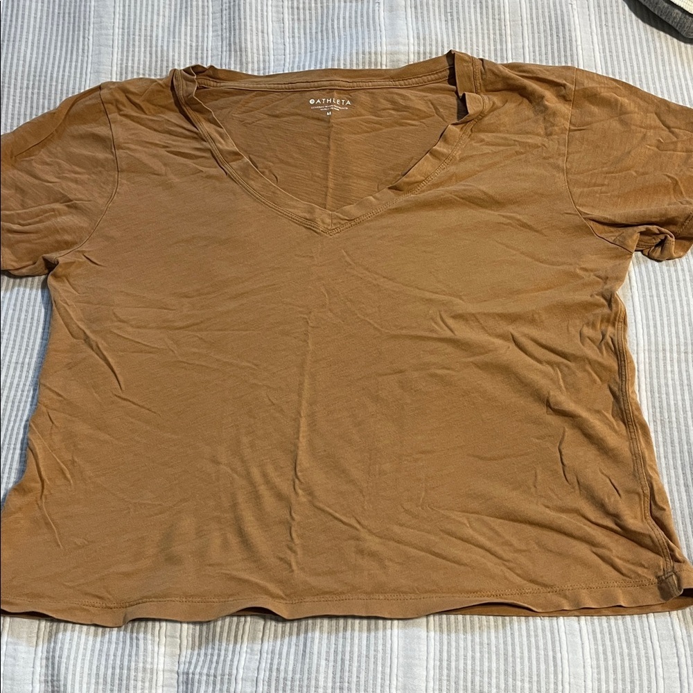 Athleta Tan V-Neck Tee